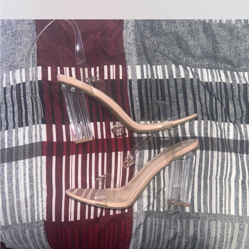 Hot Tomato Clear Block Heel Sandals